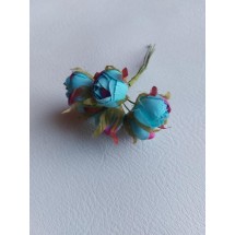 Цветы из ткани 2 см в пучках (6 шт) цв. голубой, цена за пучок